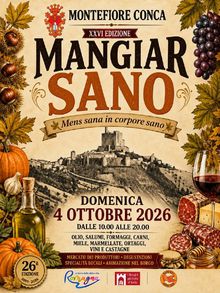 Locandina Mangiarsano 4 ottobre a Montefiore Conca (RN)