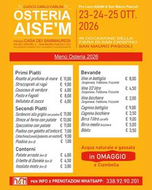 Menù dellìOsteria Aisem per San Crispino
