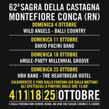 Programma con eventi musicali della Sagra della Castgana di Montefiore Conca (RN) nelle domeniche di ottobre 2026