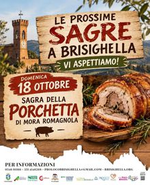 Locandina della sagra della porchetta di mora romagnola a Brisighella