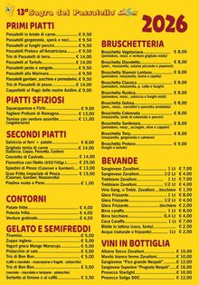Locandina del menù della sagra del passatello a Savio (RA)