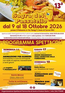 Programma Spettacoli della Sagra del Passatello a Savio (RA)